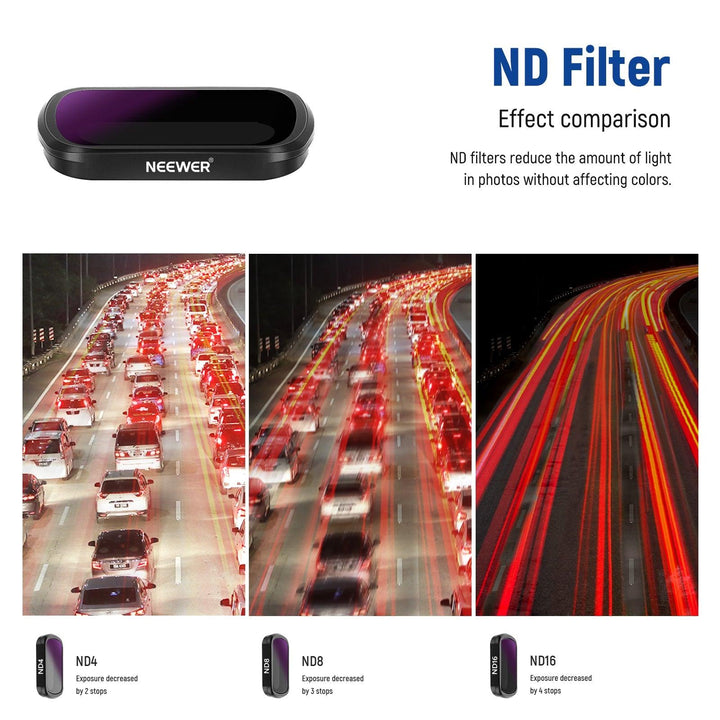 Kit de filtres d'objectif magnétiques NEEWER pour caméra de poche DJI Osmo