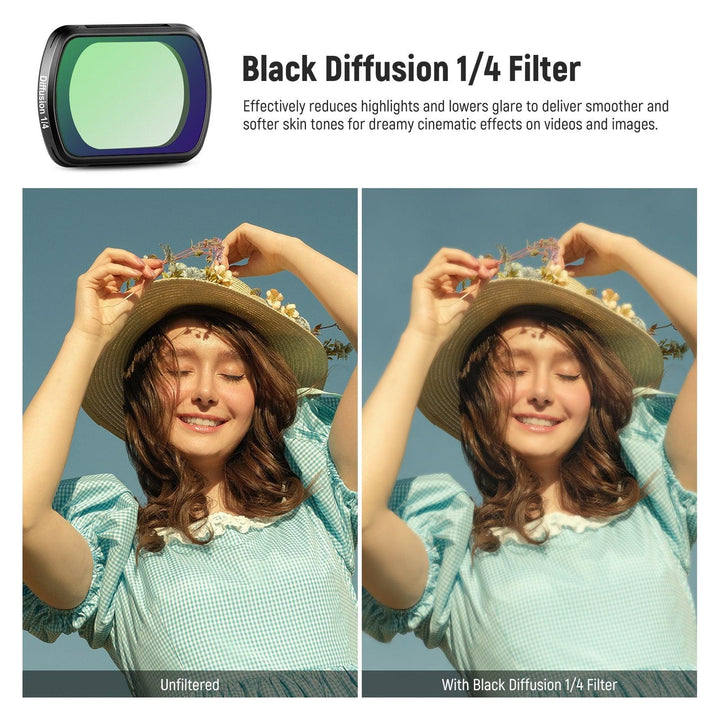 NEEWER FL-42 Lot de 4 filtres magnétiques ND et diffusion noire 1/4 pour DJI OSMO Pocket 3