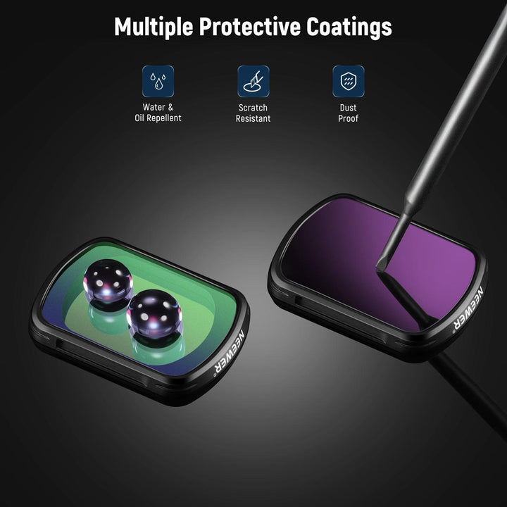 NEEWER FL-42 Lot de 4 filtres magnétiques ND et diffusion noire 1/4 pour DJI OSMO Pocket 3