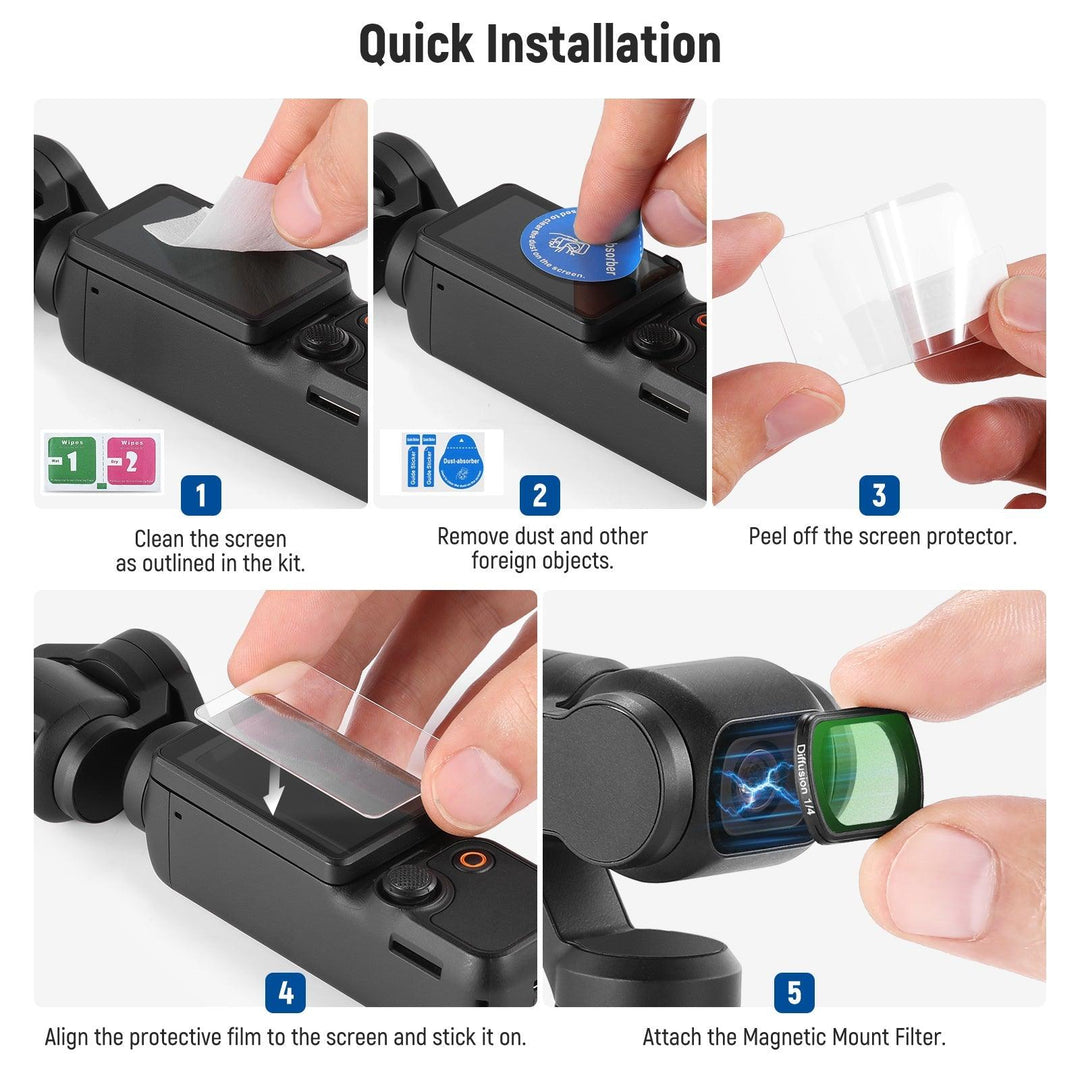 Filtre de diffusion magnétique noir NEEWER FL-47 1/4 pour DJI OSMO Pocket 3