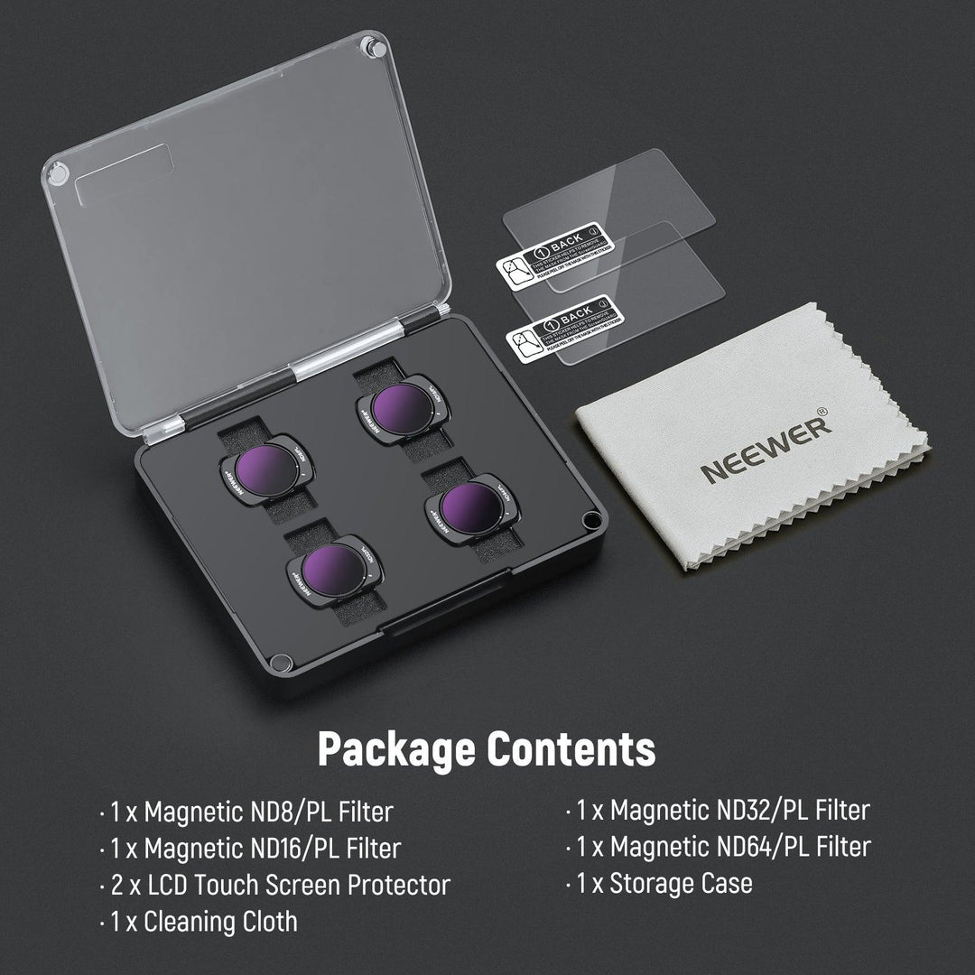NEEWER Lot de 4 filtres magnétiques ND/CPL pour DJI OSMO Pocket 3