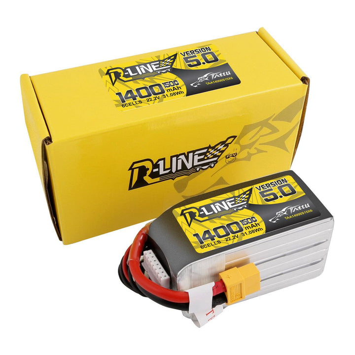 Tattu R-Line Version 5.0 1400mAh 6S 150C 22.2V LiPo Battery Pack with XT60 Plug