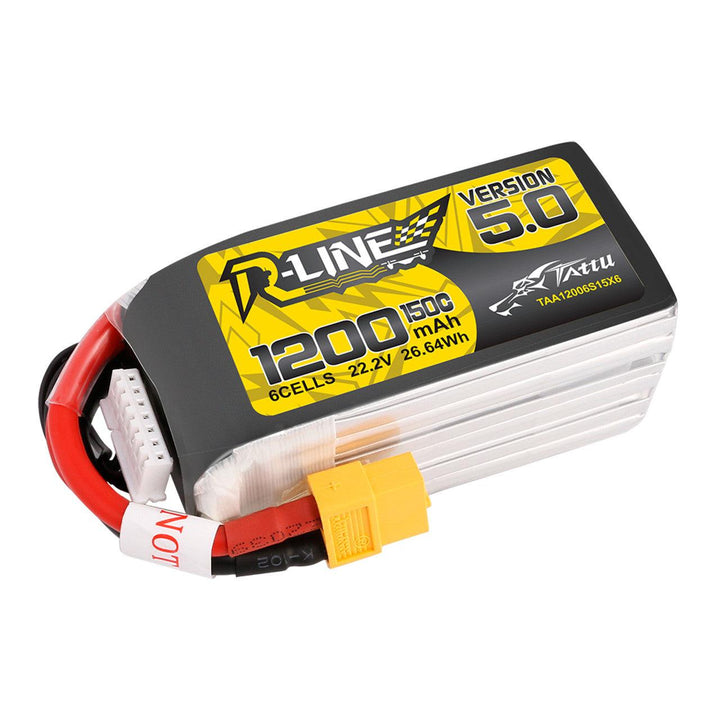 Batterie LiPo Tattu R-Line Version 5.0 1200mAh 6S 150C 22.2V avec prise XT60