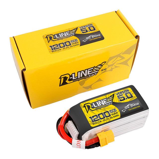 Batterie LiPo Tattu R-Line Version 5.0 1200mAh 6S 150C 22.2V avec prise XT60