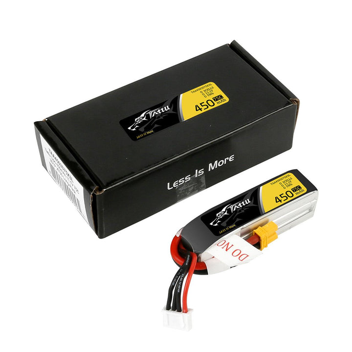 Batterie Tattu 450mAh 3S 75C 11.1V LiPo avec prise XT30 - Taille longue