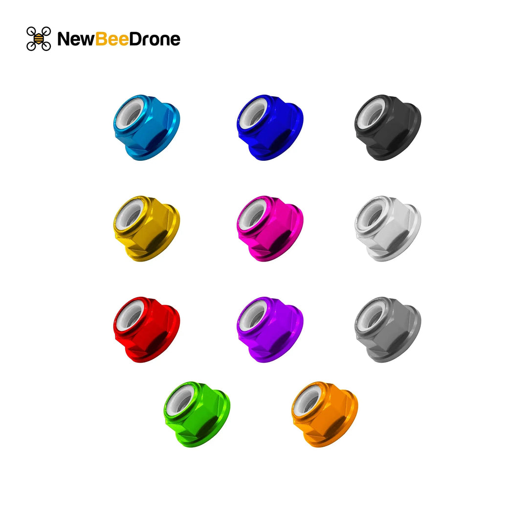 Écrou d'hélice de moteur anodisé M5, Nylock, à bride (5 pièces) - Choisissez la couleur