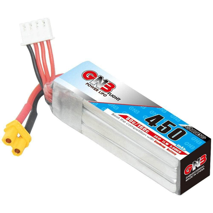 Gaoneng GNB 11.1V 3S 450mAh 80C LiPo Micro Battery (Long Type) - XT30 at WREKD Co.