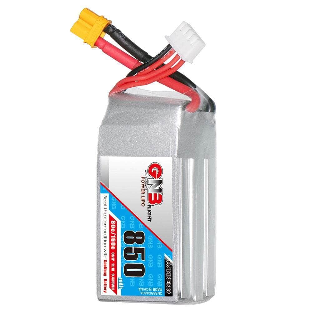 Gaoneng GNB 11.1V 3S 850mAh 80C LiPo Micro Battery (Square Type) - XT30 at WREKD Co.