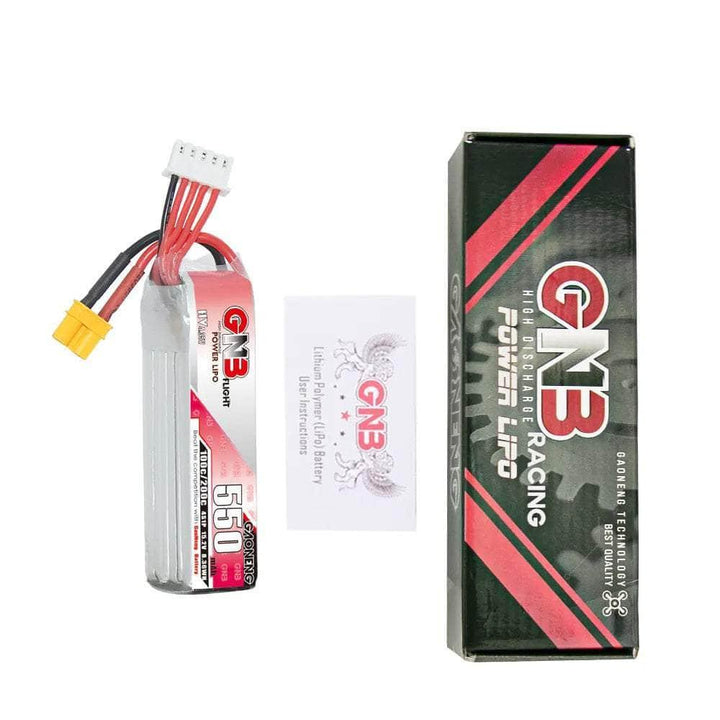Gaoneng GNB 15.2V 4S 550mAh 100C LiHV Micro Battery (Long Type) - XT30 at WREKD Co.
