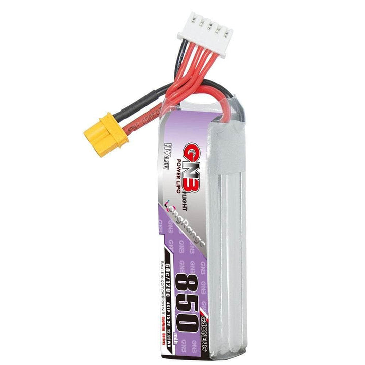 Gaoneng GNB 15.2V 4S 850mAh 60C LiHV Micro Battery (Long Type) - XT30 at WREKD Co.