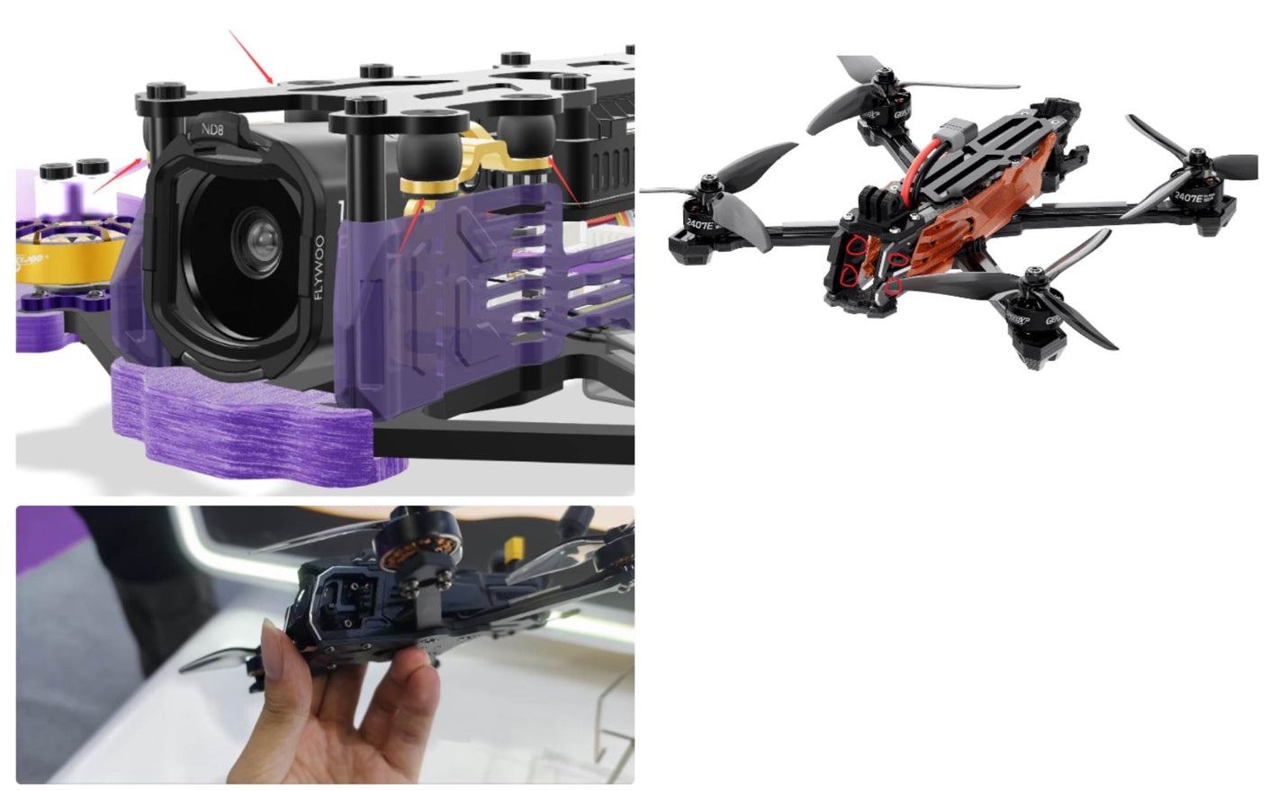 TPU camera mount and silicone damping balls for FPV vibration isolation