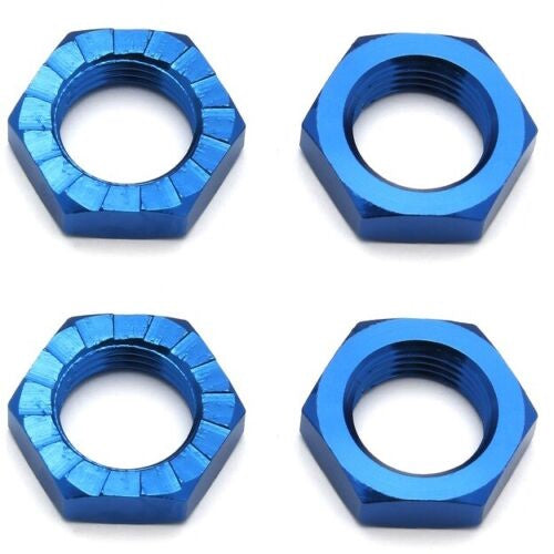 Team Associated ASC81082 17mm Aluminum Serrated Wheel Hex Nut (Blue) (4)