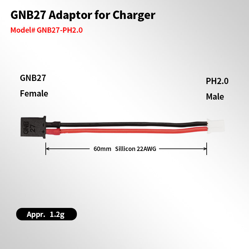 GNB27 female to PH2.0 male adaptor - cable length 60mm (for charger) 5pcs