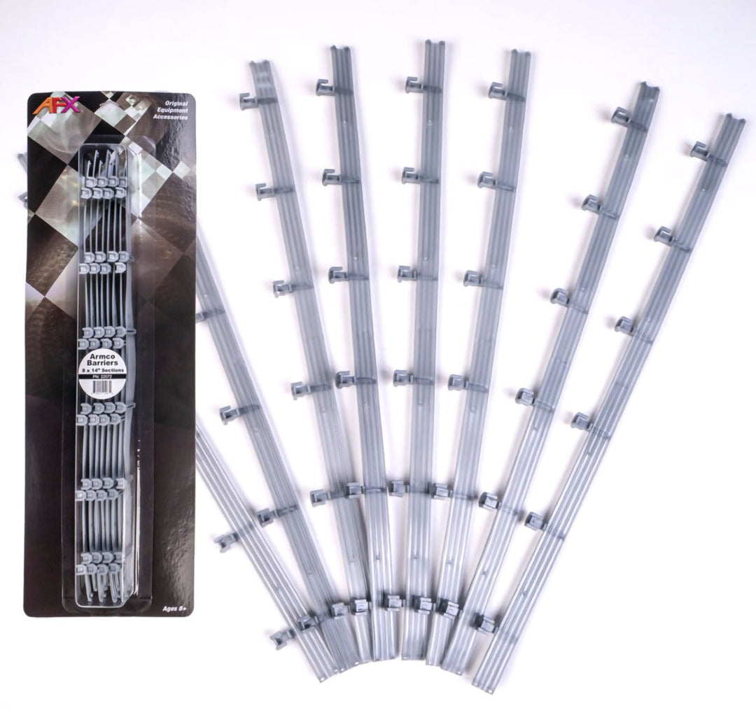 AFX 22072 Armco Barriers 14" Sections 8pcs HO Slot Car Track Accessories