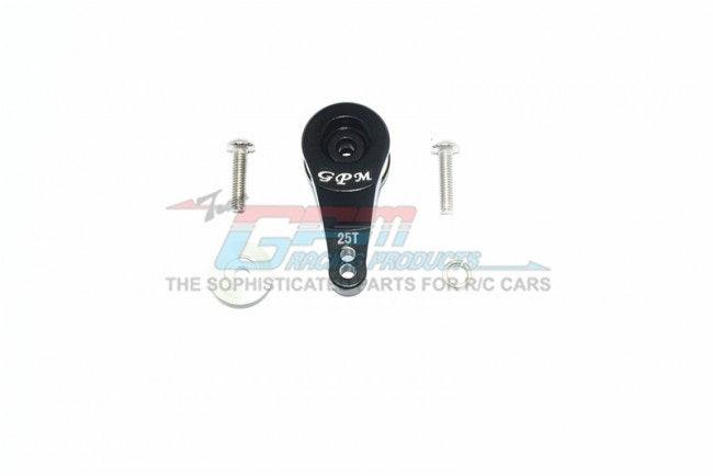 GPM ALUMINUM 25T SERVO HORN BUILT-IN SPRING 2 HOLES TRAXXAS TRX-4 - TRX-6 BLACK
