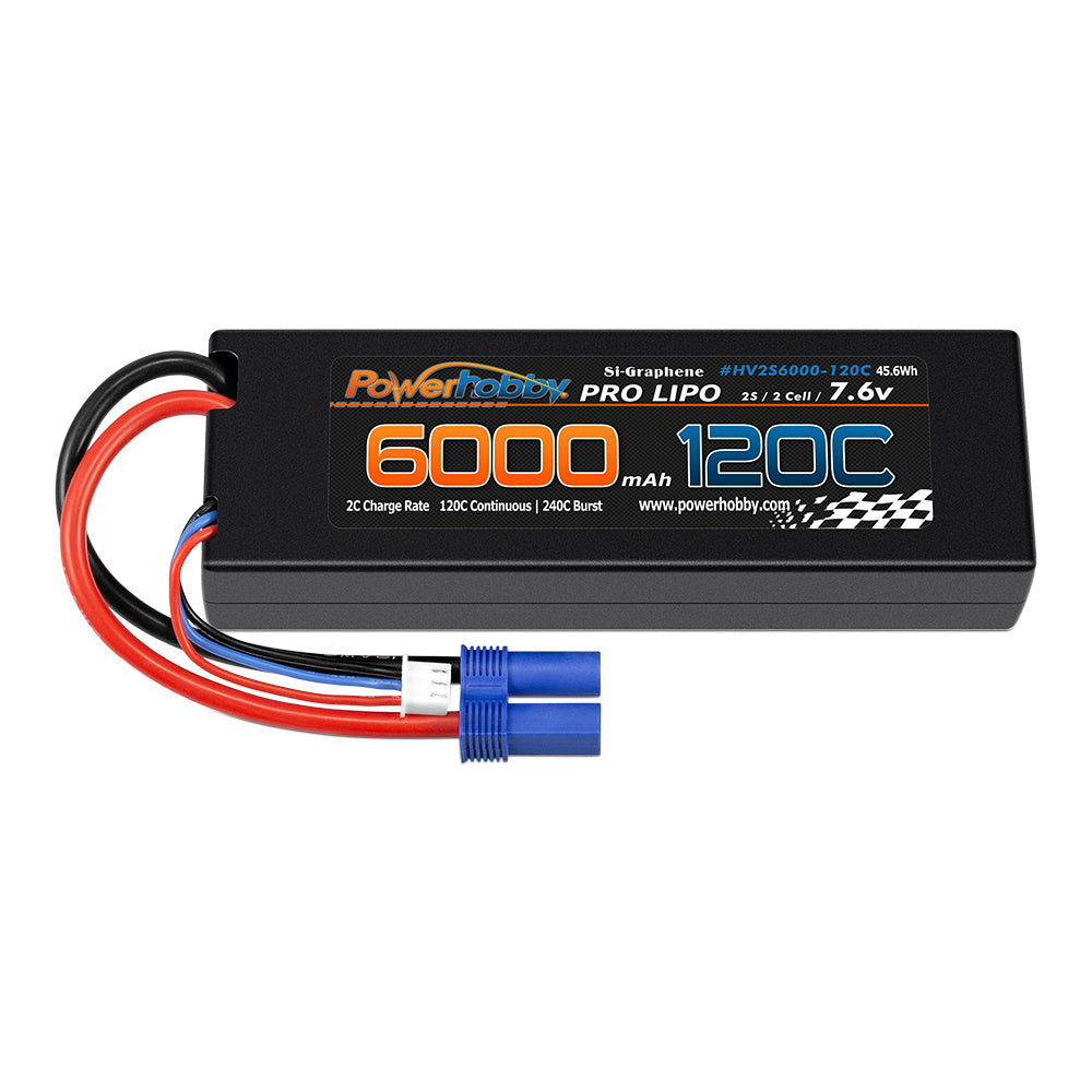 Powerhobby 2S 7.6V HV + Graphene 6000MAh 120c Lipo Battery w EC5 Plug