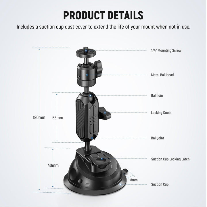 NEEWER CA029 Suction Cup Mount Compatible with GoPro