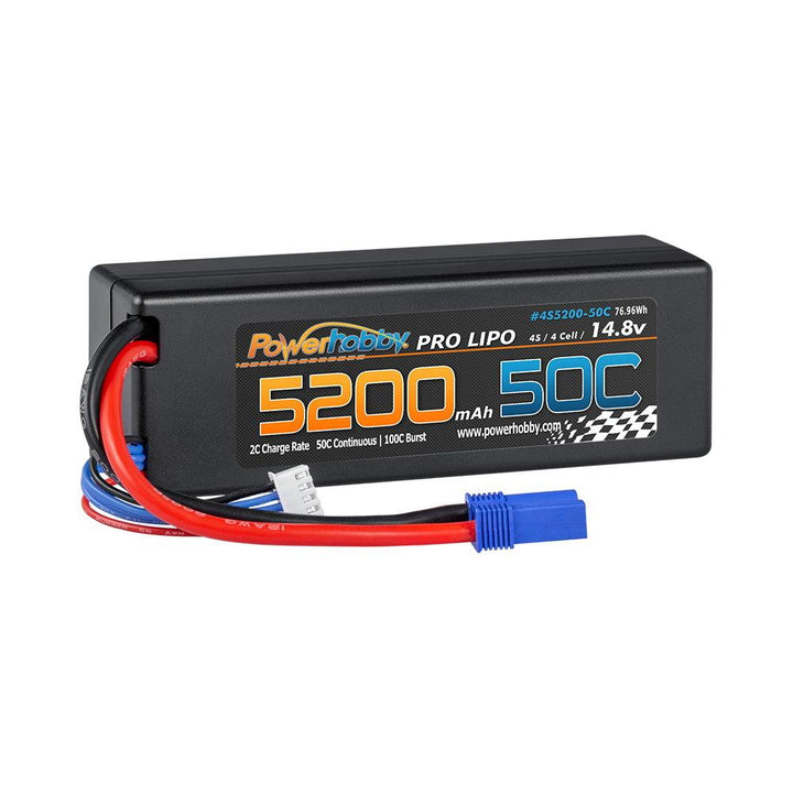 Powerhobby 4s 14.8v 5200mah 50c Lipo Battery w EC5 Plug Hard Case LCG