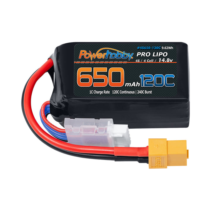 Powerhobby 4S 14.8V 650mAh 120C GRAPHENE Lipo Battery w XT60 Plug