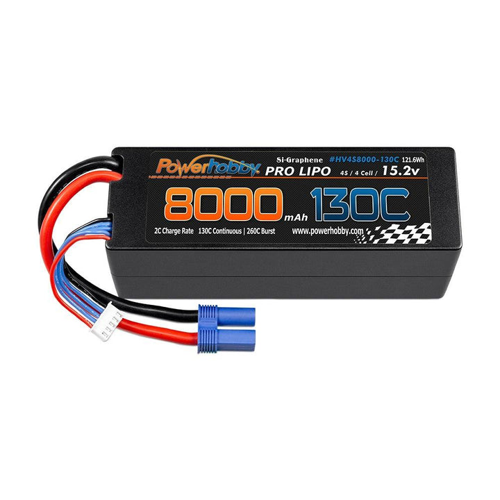Powerhobby 4s 15.2V 8000MAH 130C HV + GRAPHENE Lipo Battery EC5 Plug Hard Case