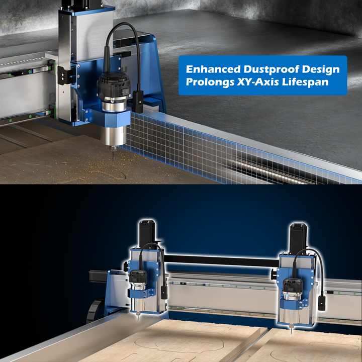 PROVerXL 4x4 CNC Router Machine with Vectric Software, Support Dual Z-Axis, Closed-loop Stepper Motor, Ball Screw Drive System, 1300x1300 Work Area for Wood Metal Carving