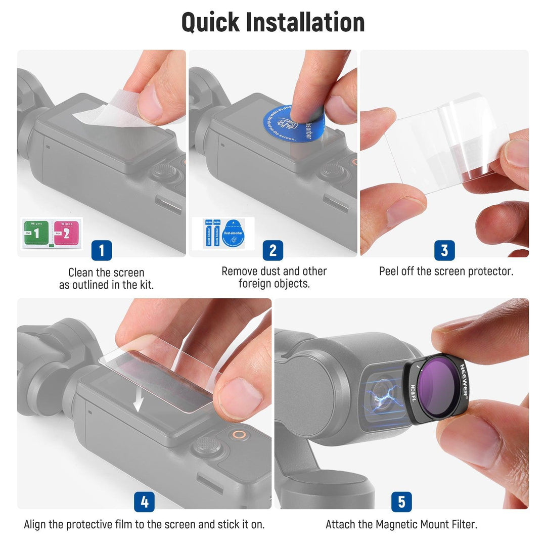 Juego de 4 filtros magnéticos ND/CPL de NEEWER para DJI OSMO Pocket 3 