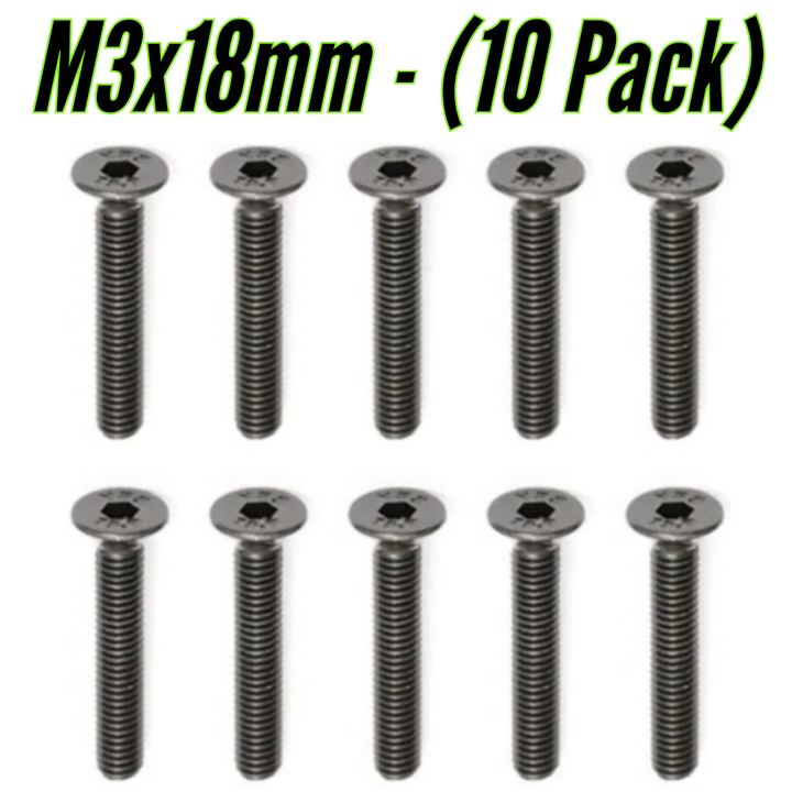 M3×18mm Flat Head Screws - (10 Pack)