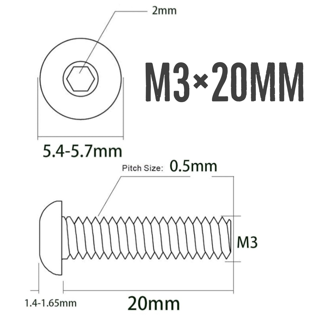 Vis à tête bombée M3×20 mm – (lot de 10)