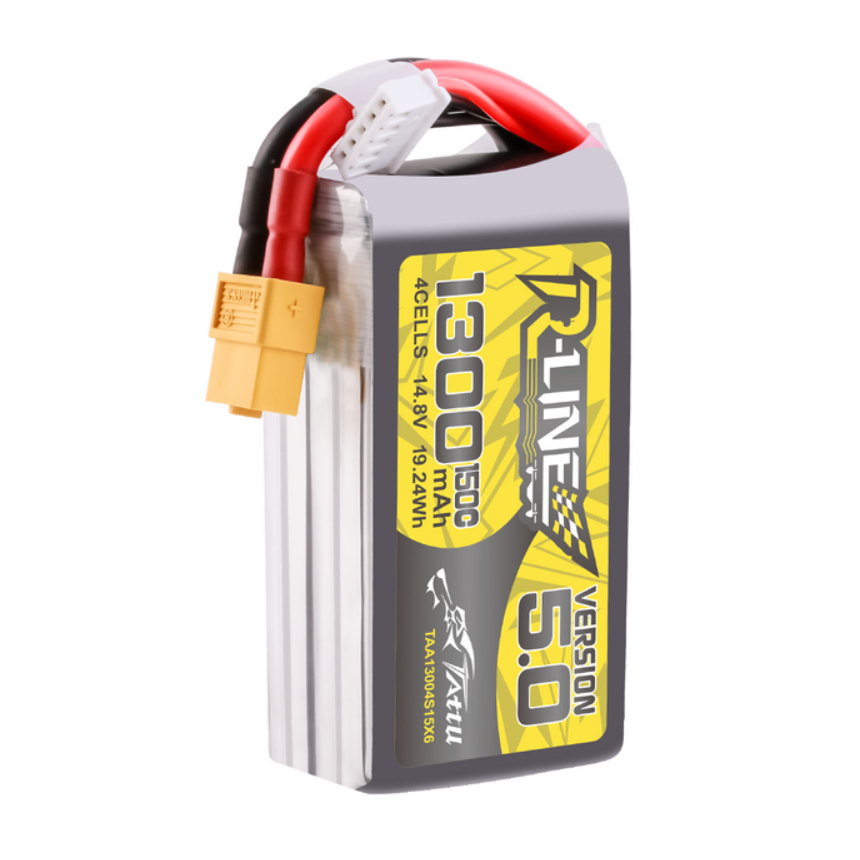 Tattu R-Line Version 5.0 1300mAh 4S 14.8V 150C LiPo Battery Pack with XT60 Plug