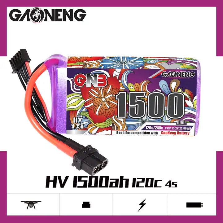 GNB 4S 1500MAH 15.2V 120C XT60 HV High Voltage LiHV Drone FPV Light Weight Competition Racing Pack