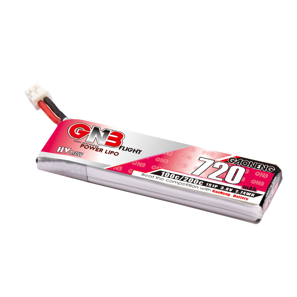 GNB 720mAh 3.8V 1S 100C HV Lipo Battery - PH2.0 Pigtail