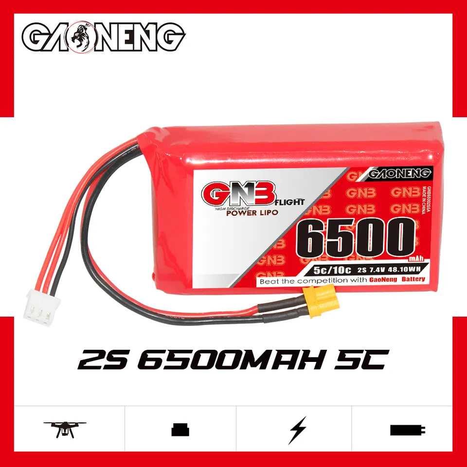 GNB 2S 7.4V 6500mah 5C LiPo Battery XT30 For RadioMaster Boxer