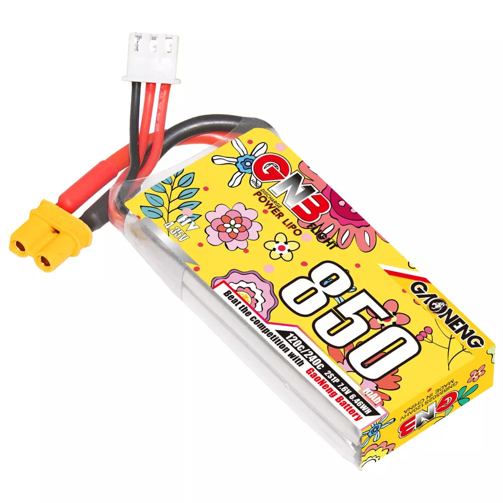 GNB 850mAh 2S HV 7.6V 120C XT30 LiPo Battery