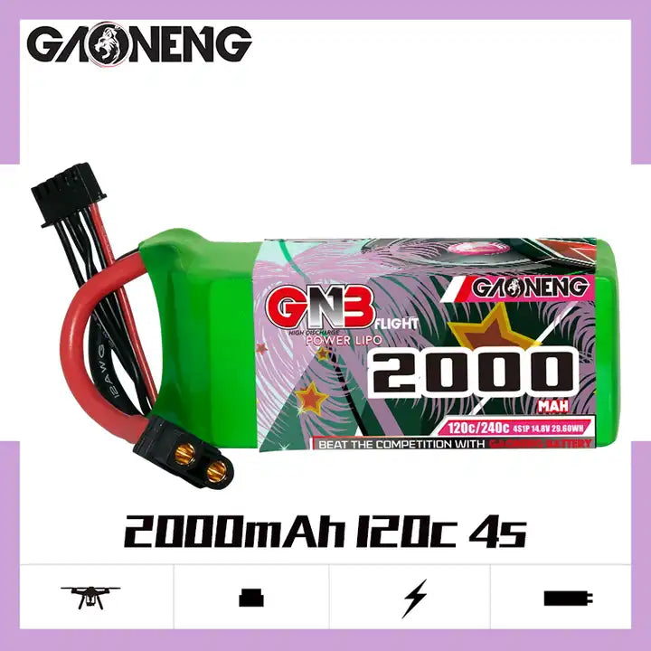 GNB 2000MAH 14.8V 4S 120C XT60 RC LiPo Battery Drone FPV Free Style Long Range