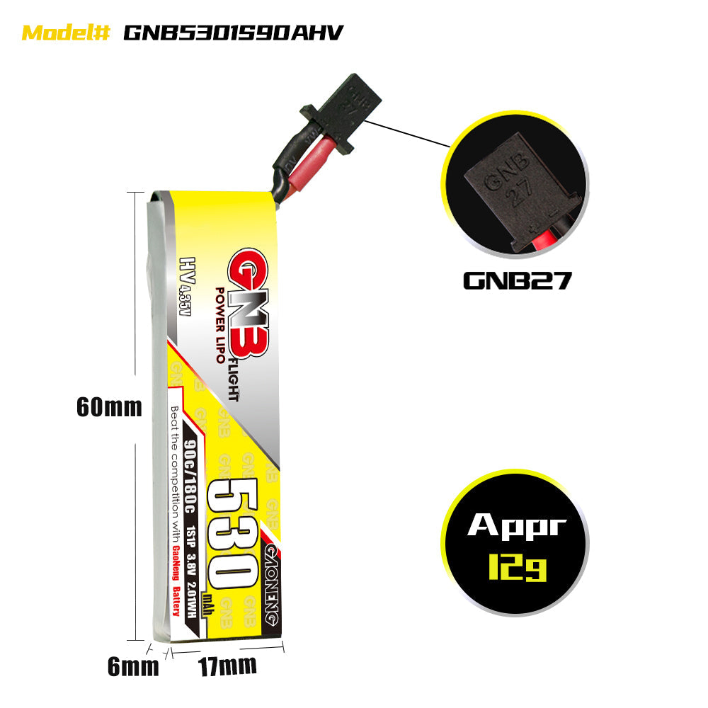 GNB 530mah 1S 3.8V HV 90c  LiPo Battery GNB27