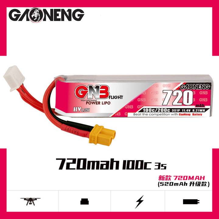 GNB 720mAh 11.4V 3S 100C HV Lipo Battery - XT-30