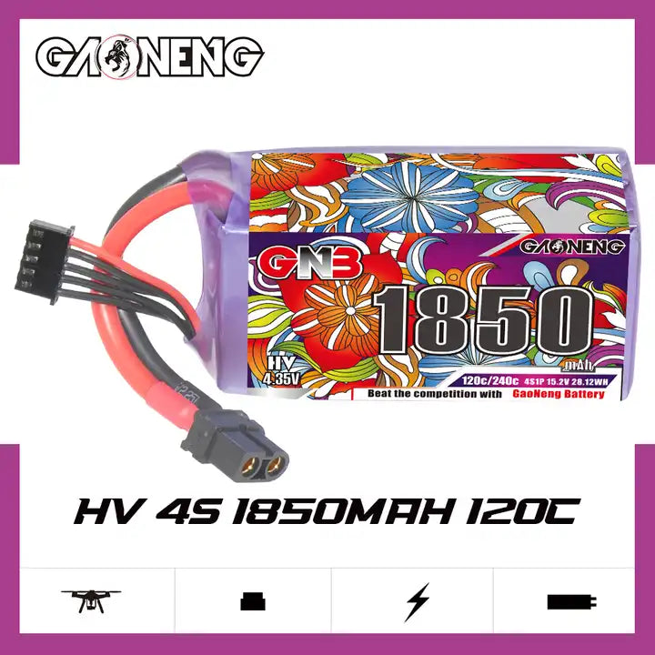 GNB 4S 1850MAH 15.2V 120C XT60 HV High Voltage LiHV Drone FPV FreeStyle Long Range LR Competition Racing Pack