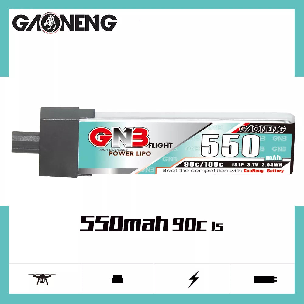 GNB 1S 550MAH 3.7V 90C GNB27 Plug Plastic Head LiPo Battery