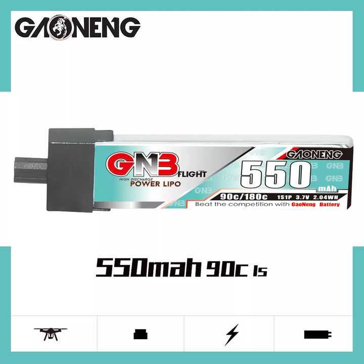 GNB 1S 550MAH 3.7V 90C GNB27 Plug Plastic Head LiPo Battery