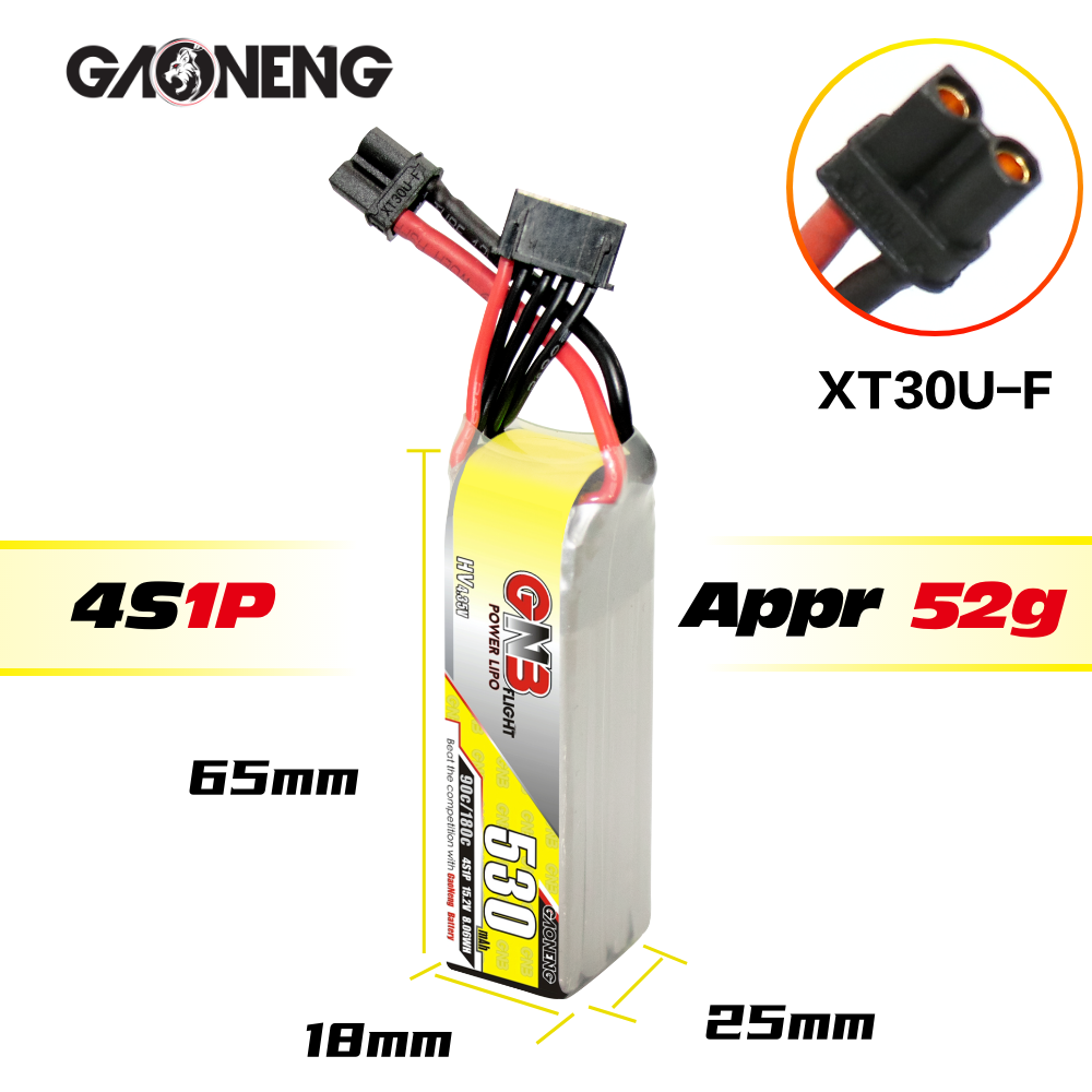 GNB 530mah 4S 15.2V HV 90c  LiPo Battery XT30