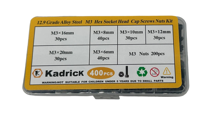 Kit surtido de espaciadores y tuercas de nailon hexagonales macho-hembra M3, color negro