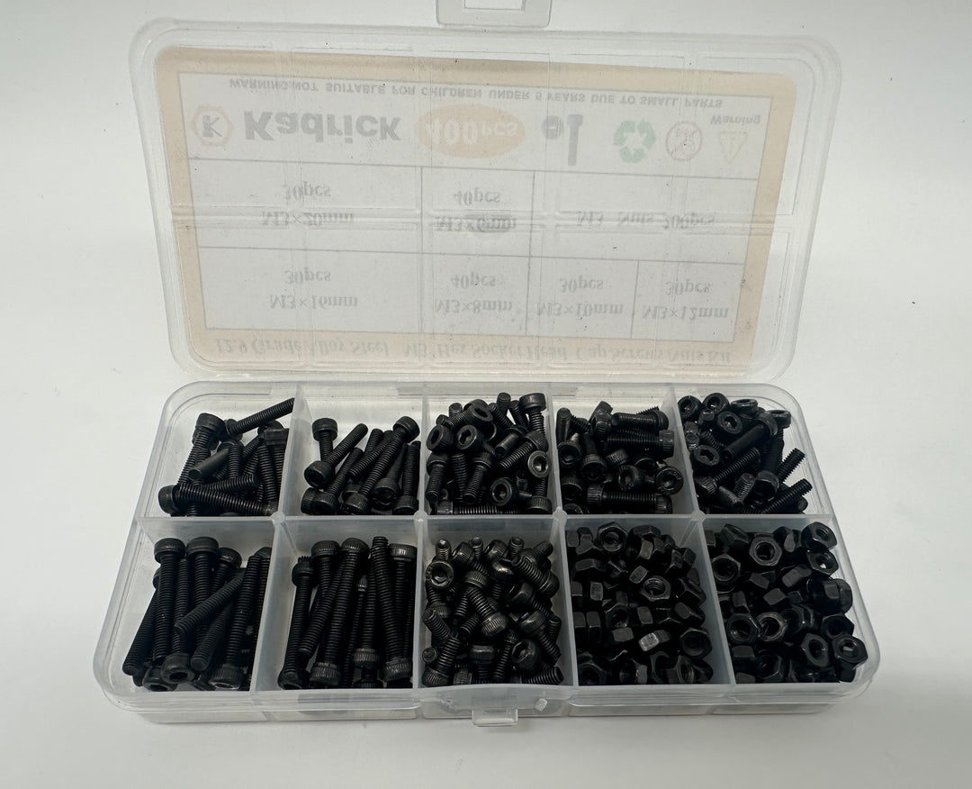 Kit surtido de espaciadores y tuercas de nailon hexagonales macho-hembra M3, color negro
