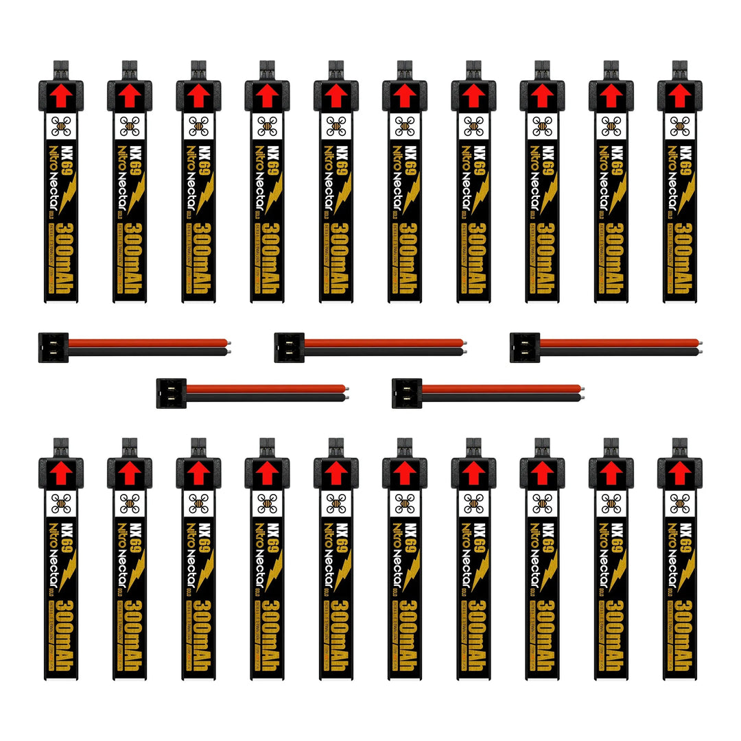 NewBeeDrone Nitro Nectar NX69 300mAh 1S 80C HV LiPo Battery 4xBatteries
