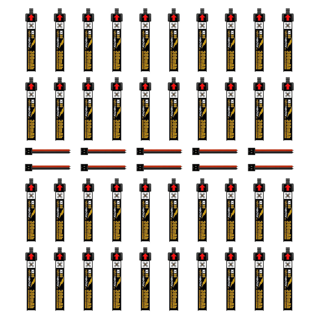 NewBeeDrone Nitro Nectar NX69 300mAh 1S 80C HV LiPo Battery 4xBatteries