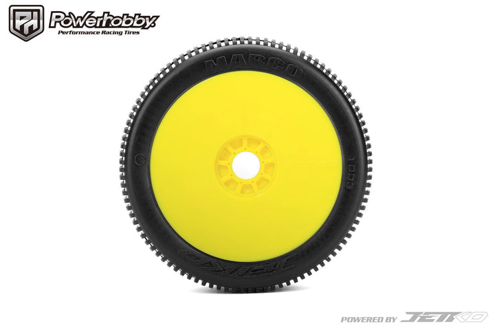 Powerhobby Marco 1/8 Buggy Mounted Tires Yellow Dish Wheels (2) Super Soft