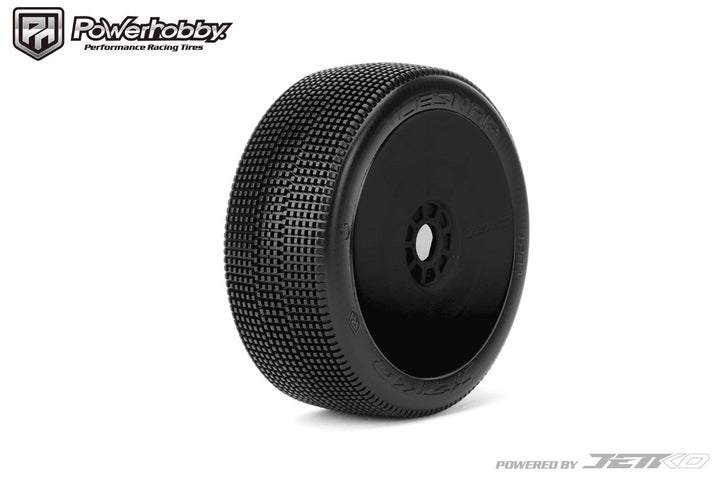 Powerhobby Lesnar 1/8 Buggy Mounted Tires Black Dish Wheels (2) Ultra Soft