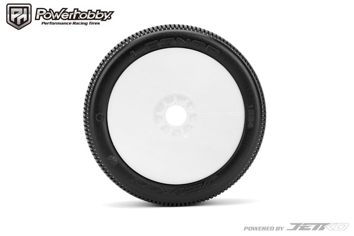 Powerhobby Lesnar 1/8 Buggy Mounted Tires White Dish Wheels (2) Ultra Soft