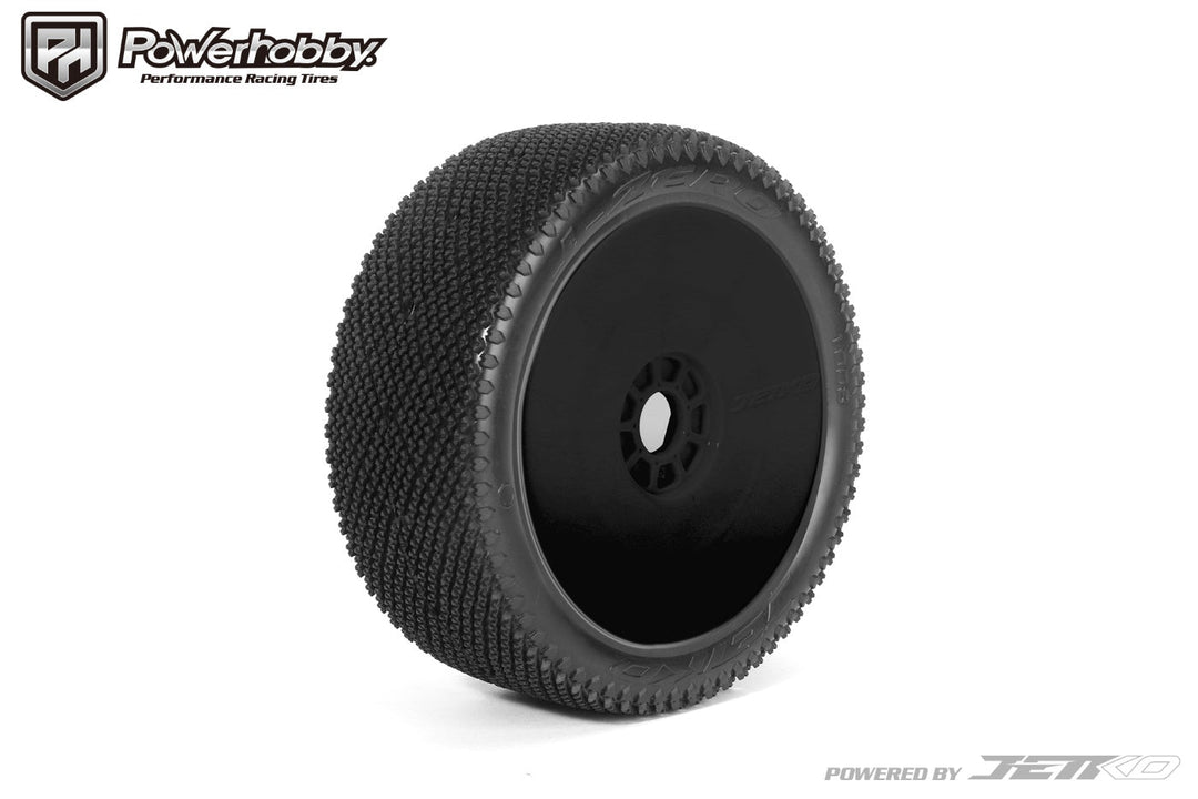 Powerhobby J-Zero 1/8 Buggy Mounted Tires Black Dish Wheels (2) Super Soft