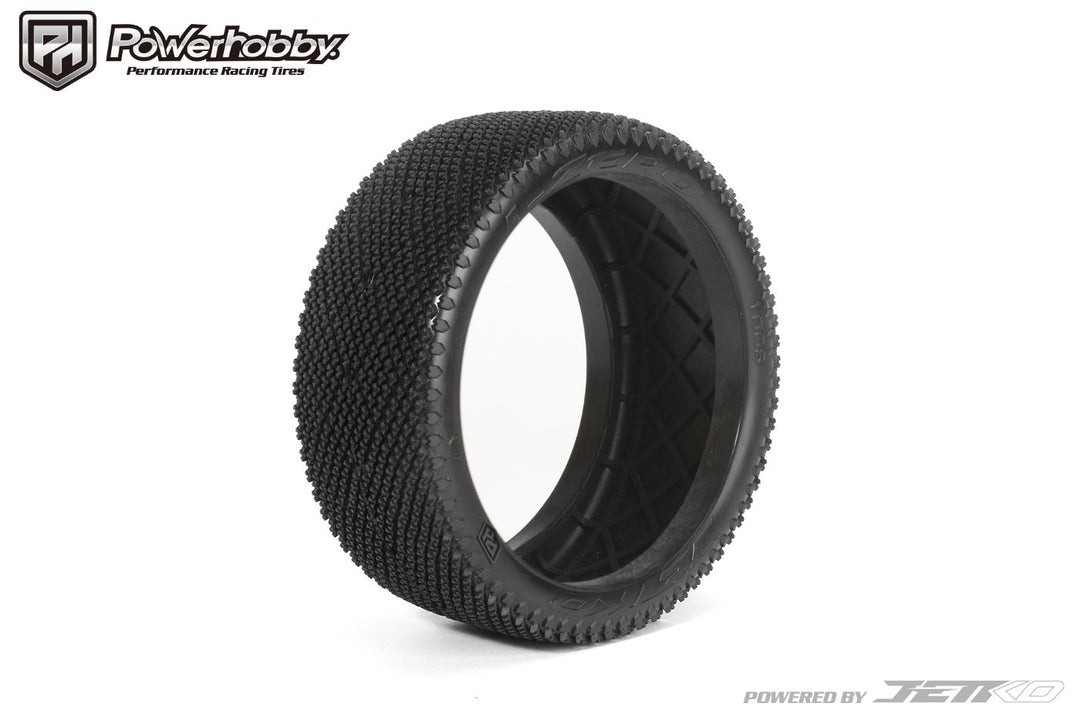 Powerhobby J-Zero 1/8 Buggy Tires Yellow Dish Wheels (2) Medium Soft Unglued