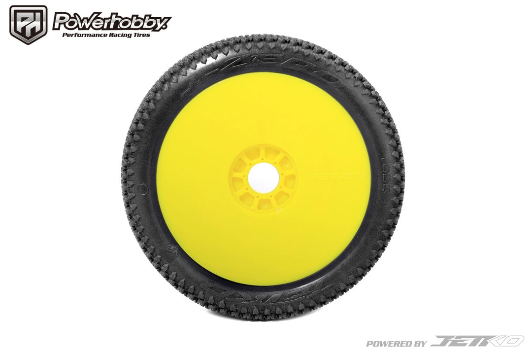 Powerhobby J-Zero 1/8 Buggy Mounted Tires Yellow Dish Wheels (2) Ultra Soft